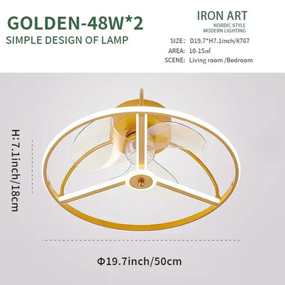 Modern white ring led ceiling fan bedroom lighting fixture