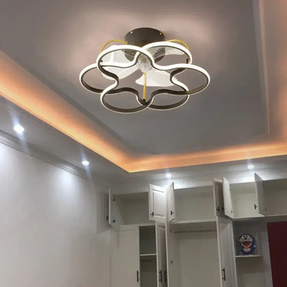 Modern white ring led ceiling fan bedroom lighting fixture