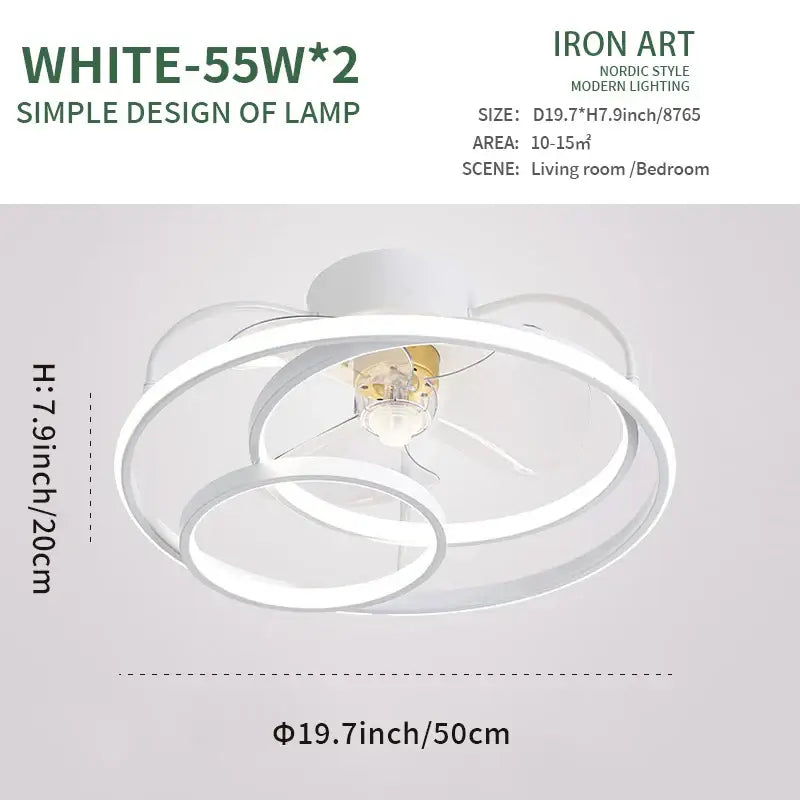 Modern white ring led ceiling fan bedroom lighting fixture