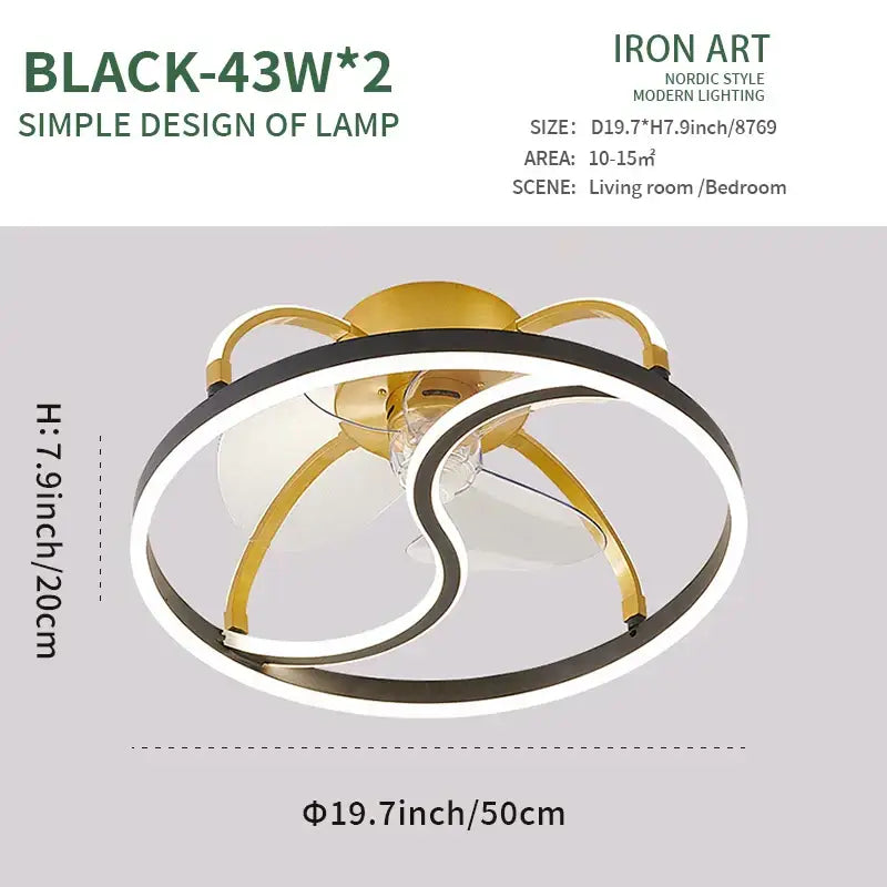 Modern white ring led ceiling fan bedroom lighting fixture