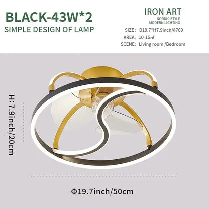 Modern white ring led ceiling fan bedroom lighting fixture