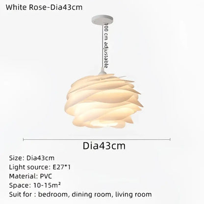 Modern white rose flower pendant lights for bedroom living room