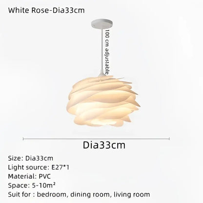 Modern white rose flower pendant lights for bedroom living room