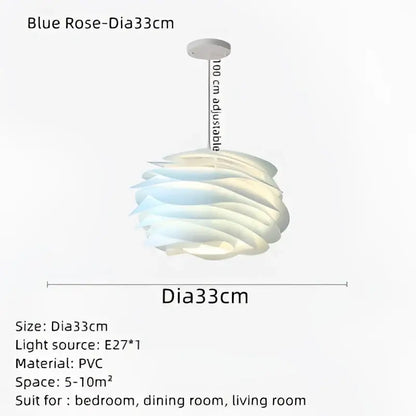 Modern white rose flower pendant lights for bedroom living room