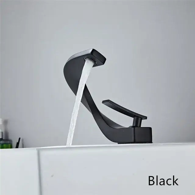 Modern white & rose gold basin faucet bathroom waterfall tap