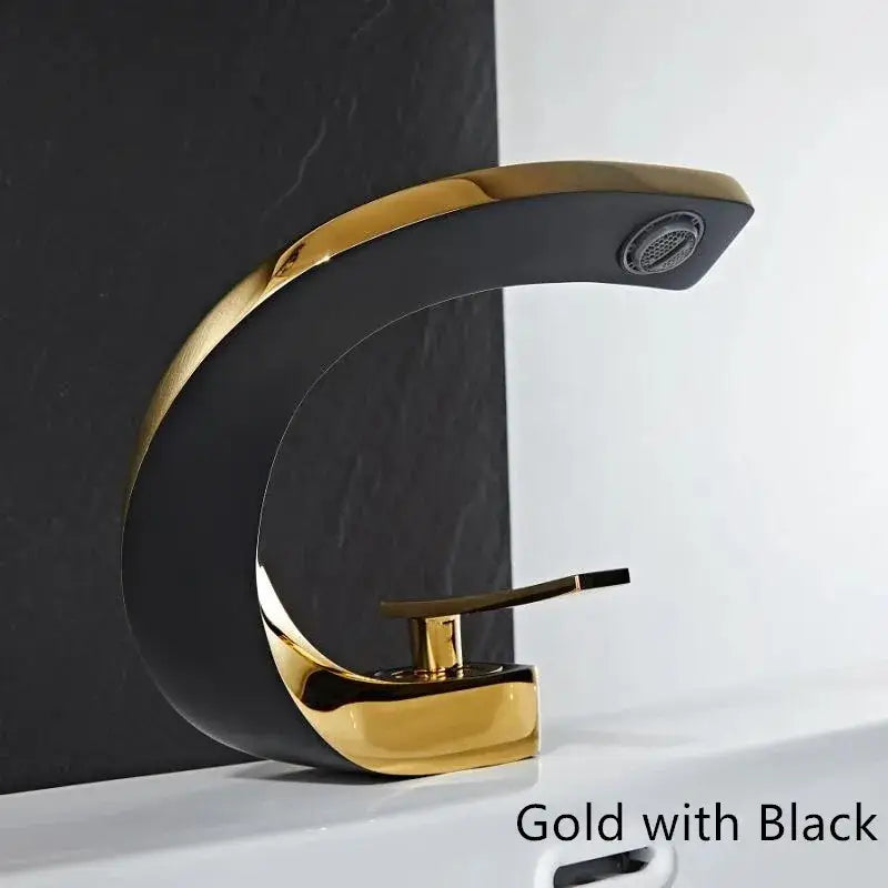 Modern white & rose gold basin faucet bathroom waterfall tap