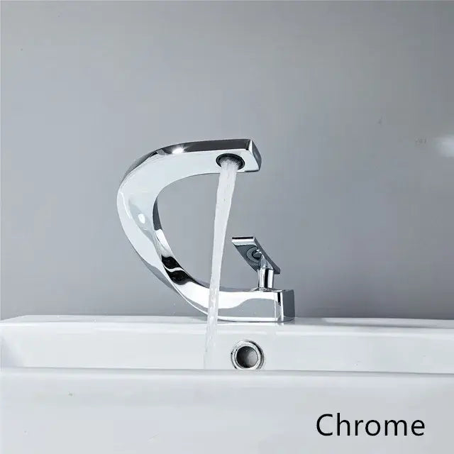 Modern white & rose gold basin faucet bathroom waterfall tap