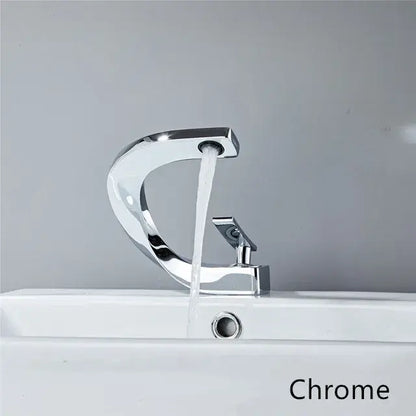 Modern white & rose gold basin faucet bathroom waterfall tap