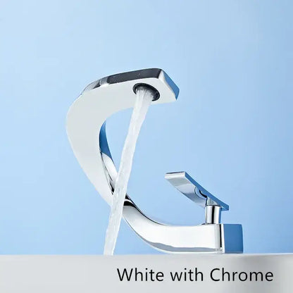 Modern white & rose gold basin faucet bathroom waterfall tap