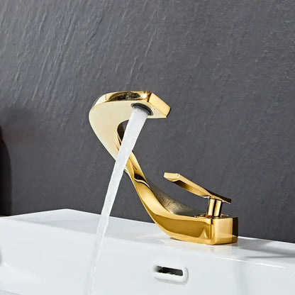 Modern white & rose gold basin faucet bathroom waterfall tap