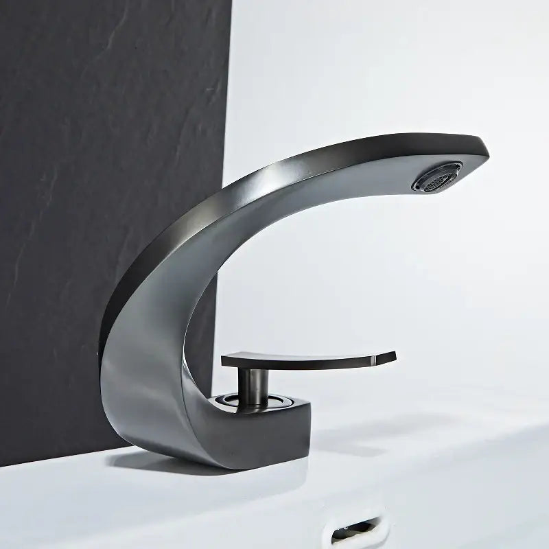 Modern white & rose gold basin faucet bathroom waterfall tap