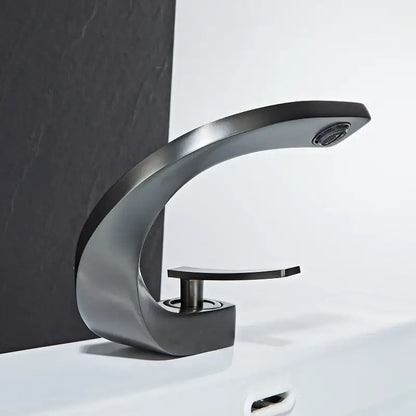 Modern white & rose gold basin faucet bathroom waterfall tap