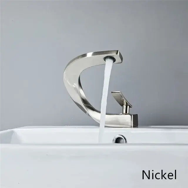 Modern white & rose gold basin faucet bathroom waterfall tap