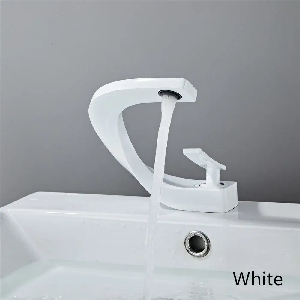 Modern white & rose gold basin faucet bathroom waterfall tap