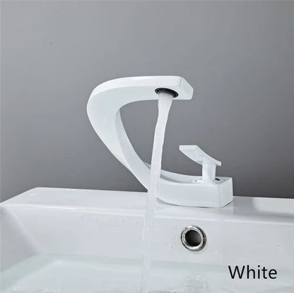 Modern white & rose gold basin faucet bathroom waterfall tap