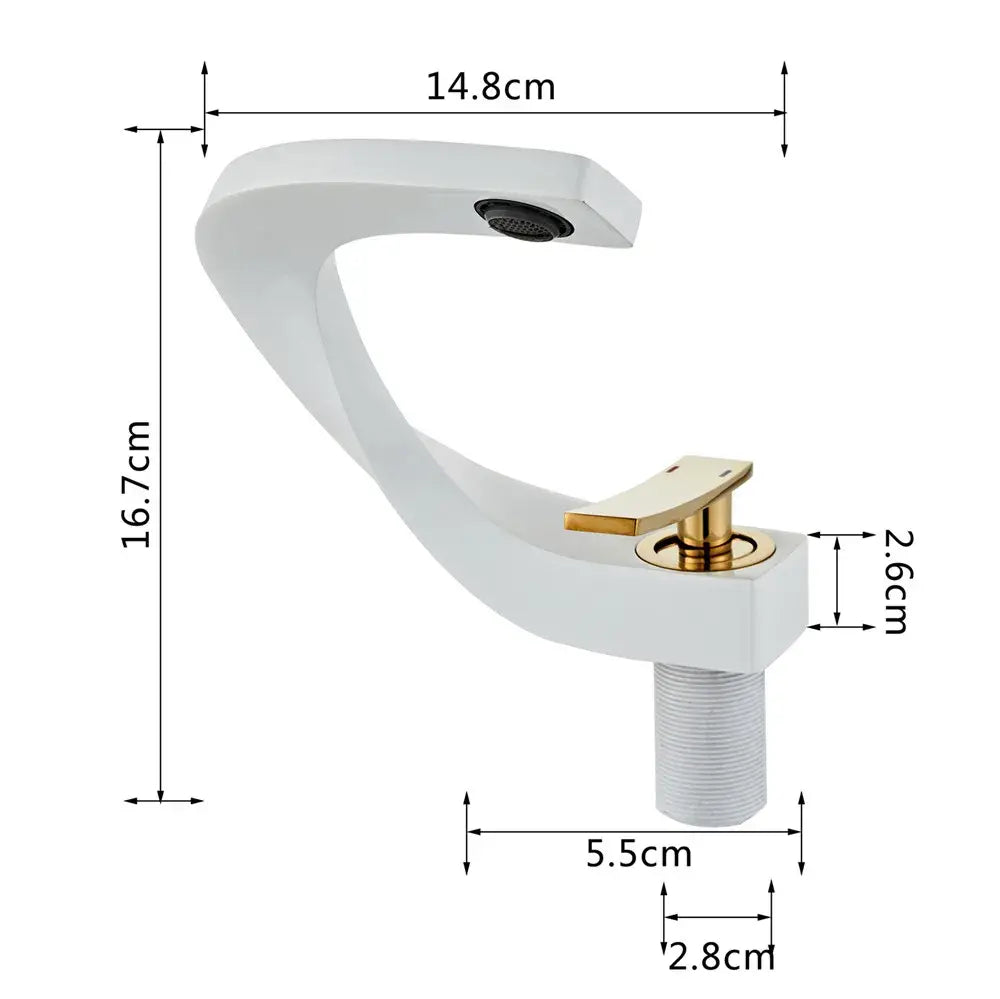 Modern white & rose gold basin faucet bathroom waterfall tap