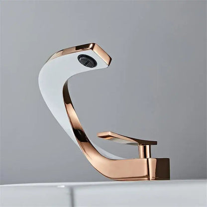 Modern white & rose gold basin faucet bathroom waterfall tap