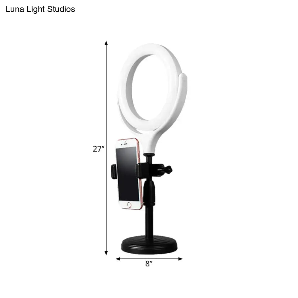 Modern white round mirror light with usb port for bedroom
