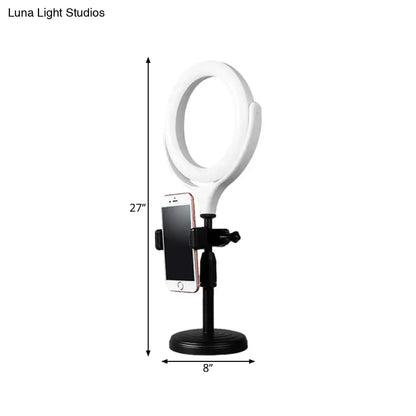 Modern white round mirror light with usb port for bedroom