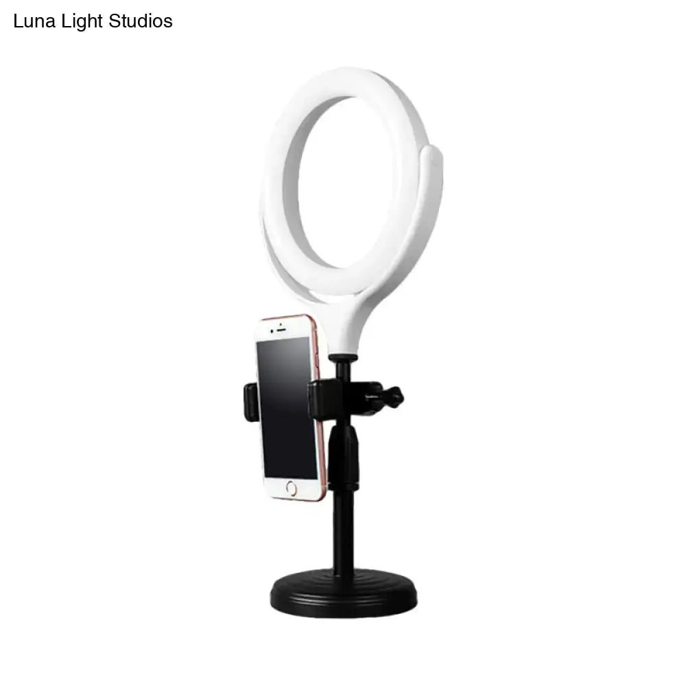 Modern white round mirror light with usb port for bedroom