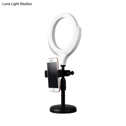 Modern white round mirror light with usb port for bedroom