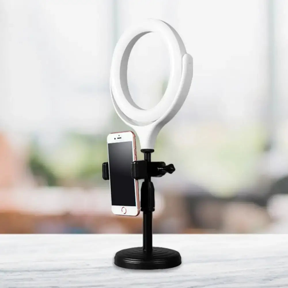 Modern white round mirror light with usb port for bedroom