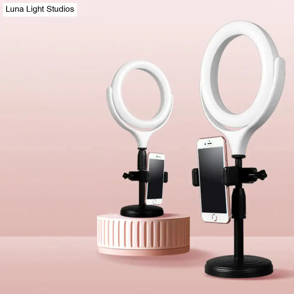 Modern white round mirror light with usb port for bedroom