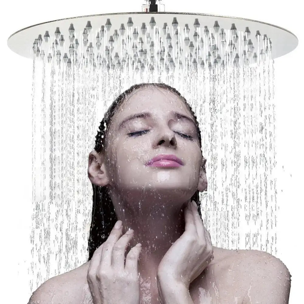 Modern white round rainfall shower head bathroom fixture