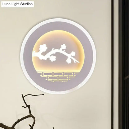 Modern white sailboat tree pattern wall light bedroom led sconce