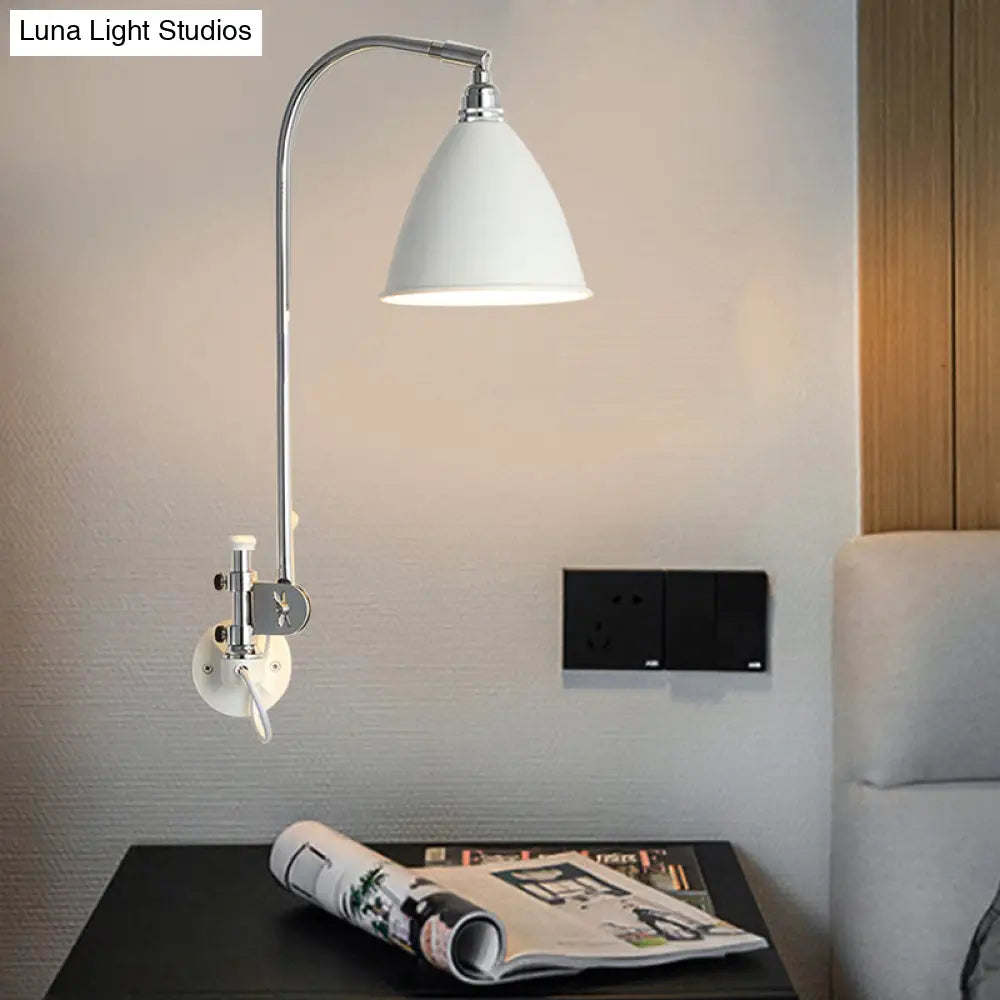 DecorBites™ Modern White Sconce with Cone Metal Shade for Bedroom Walls