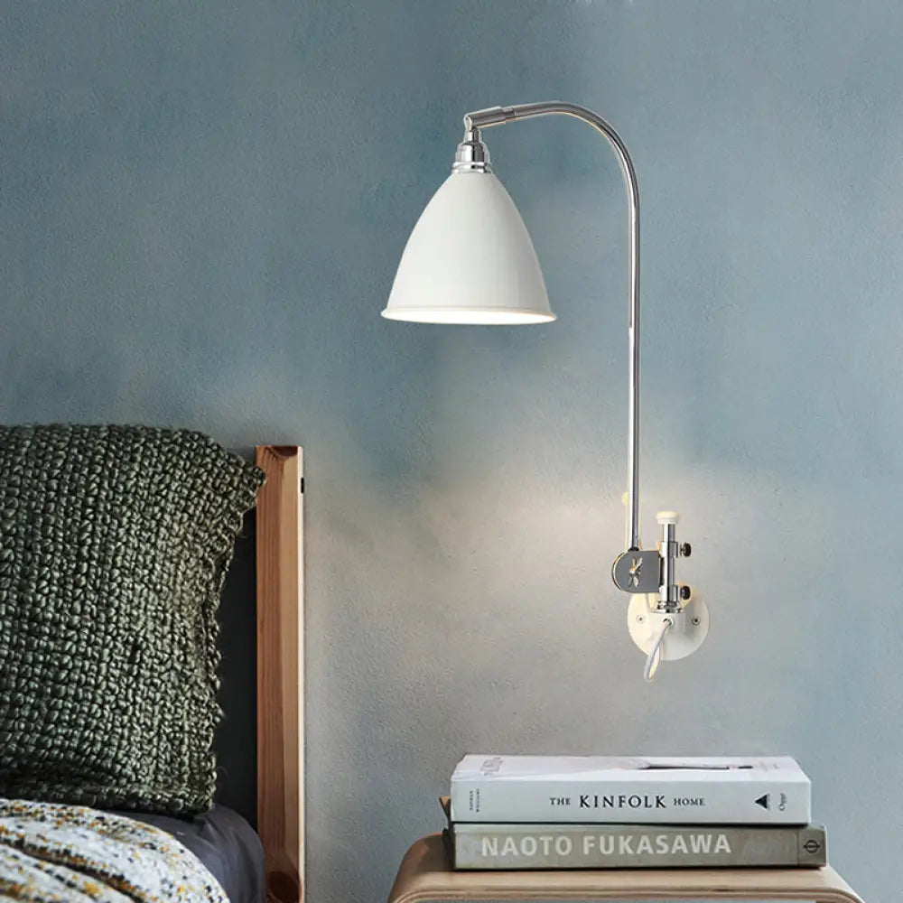 DecorBites™ Modern White Sconce with Cone Metal Shade for Bedroom Walls