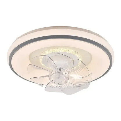 Modern white & silver led ceiling fan living room invisible blades