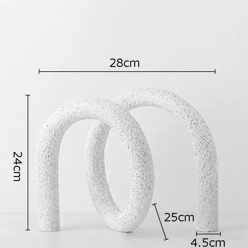 Modern white speckled abstract twisted knot sculpture living room decor
