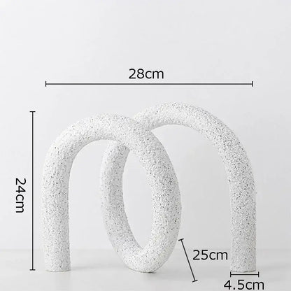 Modern white speckled abstract twisted knot sculpture living room decor