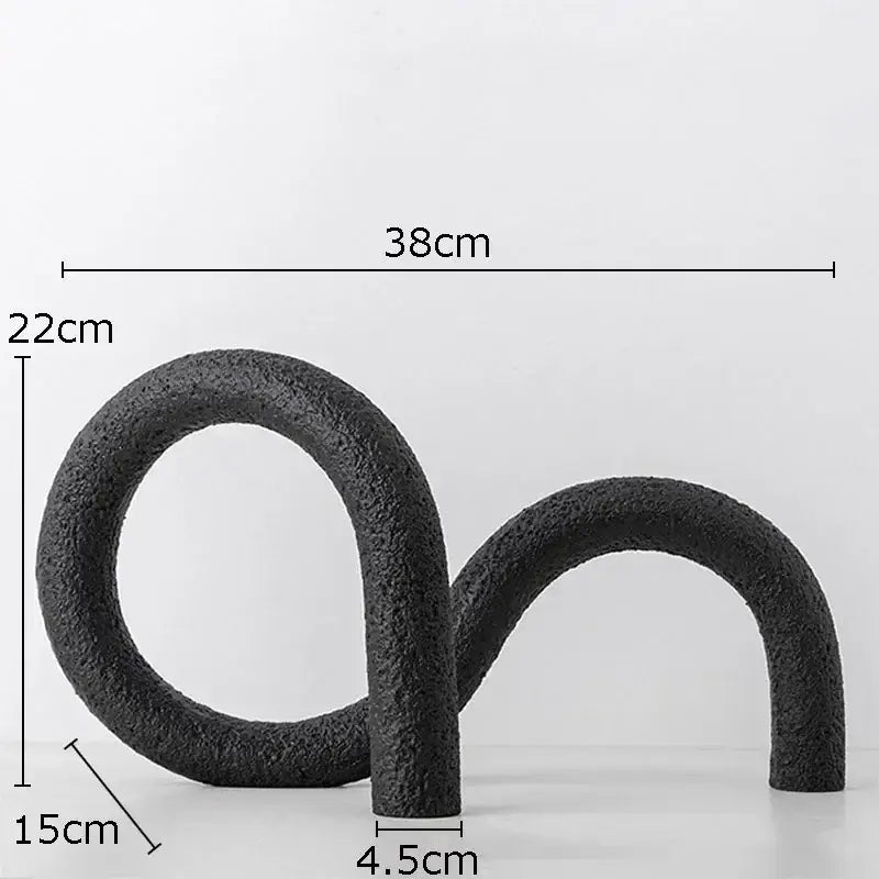 Modern white speckled abstract twisted knot sculpture living room decor
