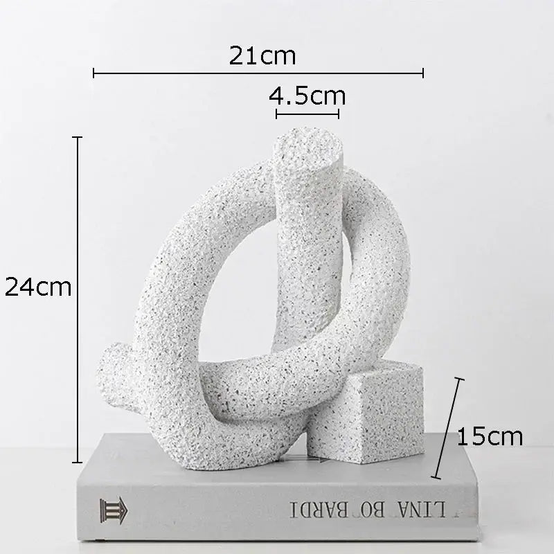 Modern white speckled abstract twisted knot sculpture living room decor