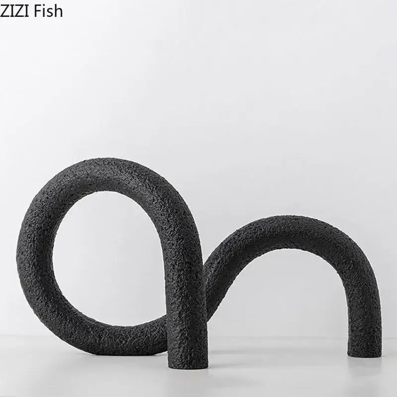 Modern white speckled abstract twisted knot sculpture living room decor