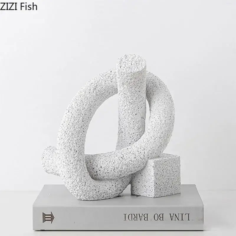 Modern white speckled abstract twisted knot sculpture living room decor