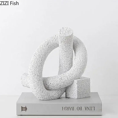 Modern white speckled abstract twisted knot sculpture living room decor