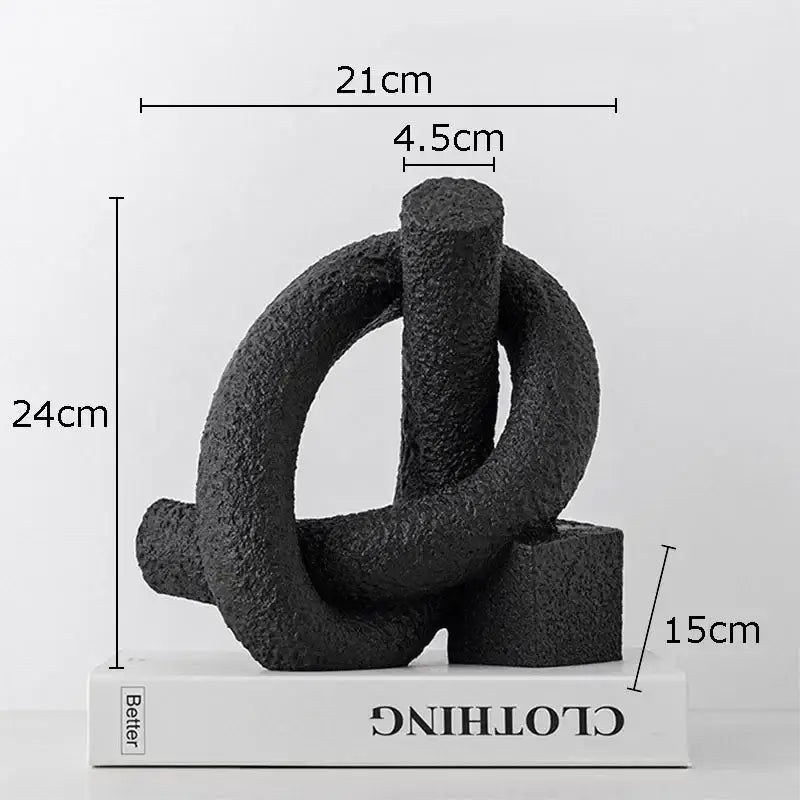 Modern white speckled abstract twisted knot sculpture living room decor