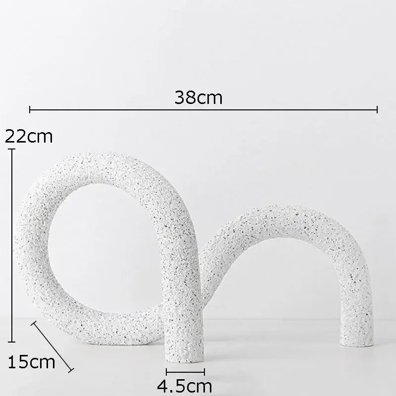 Modern white speckled abstract twisted knot sculpture living room decor
