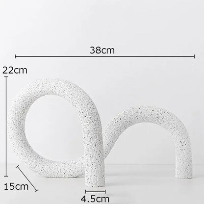 Modern white speckled abstract twisted knot sculpture living room decor