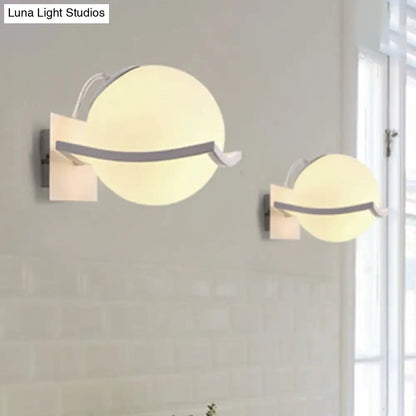 DecorBites™ Modern White Sphere Opal Glass Kitchen Wall Sconce with 1 Light