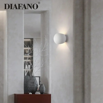 Modern white spherical gypsum led wall lamp bedroom sconce