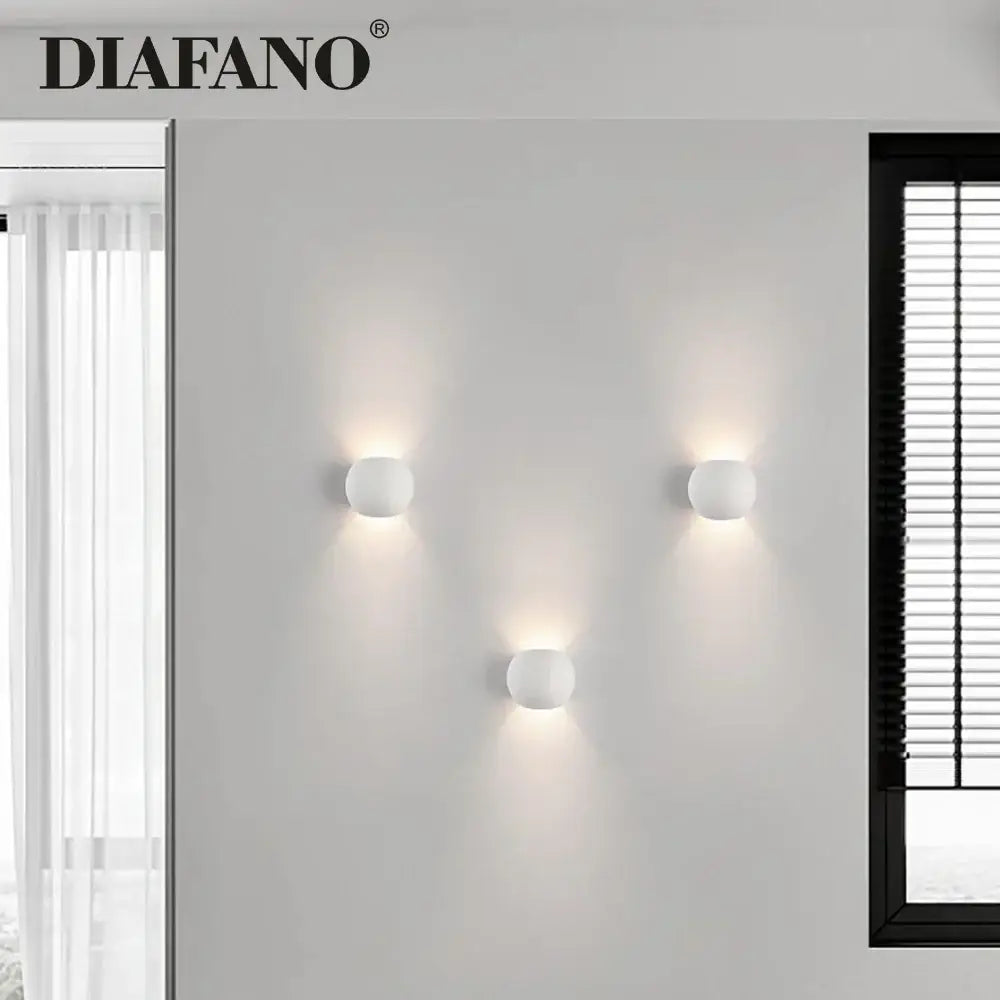 Modern white spherical gypsum led wall lamp bedroom sconce