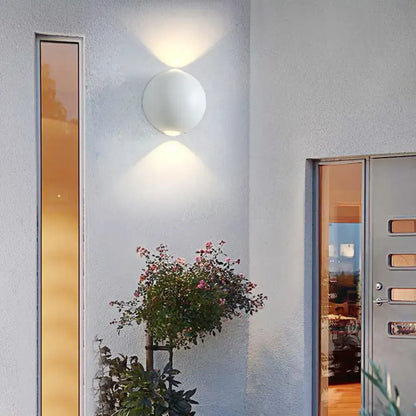 Modern white spherical wall light fixture – outdoor sconce light
