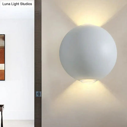 Modern white spherical wall light fixture – outdoor sconce light