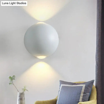 Modern white spherical wall light fixture – outdoor sconce light