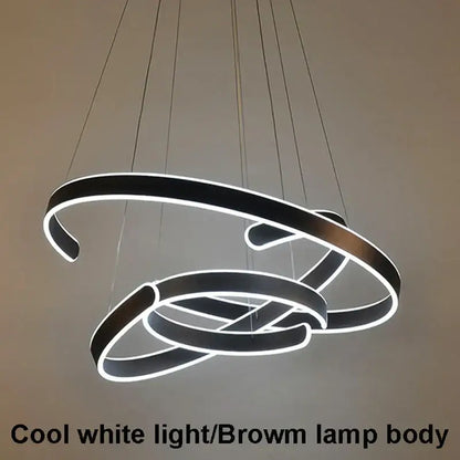 Modern white spiral circle rings pendant light dining room