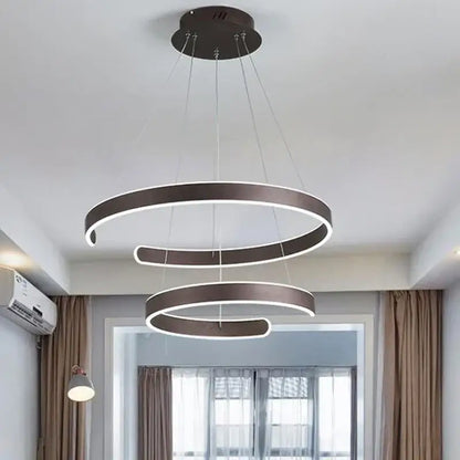 Modern white spiral circle rings pendant light dining room